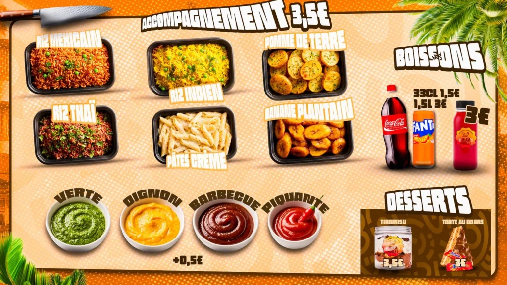 accompagnements desserts boissons a emporter nangis