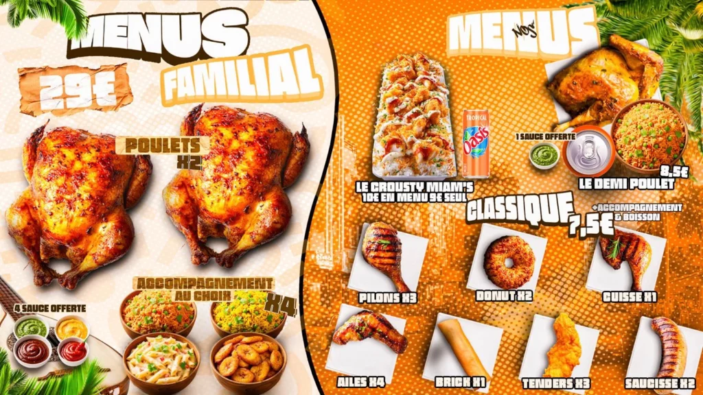 menus resto poulet nangis